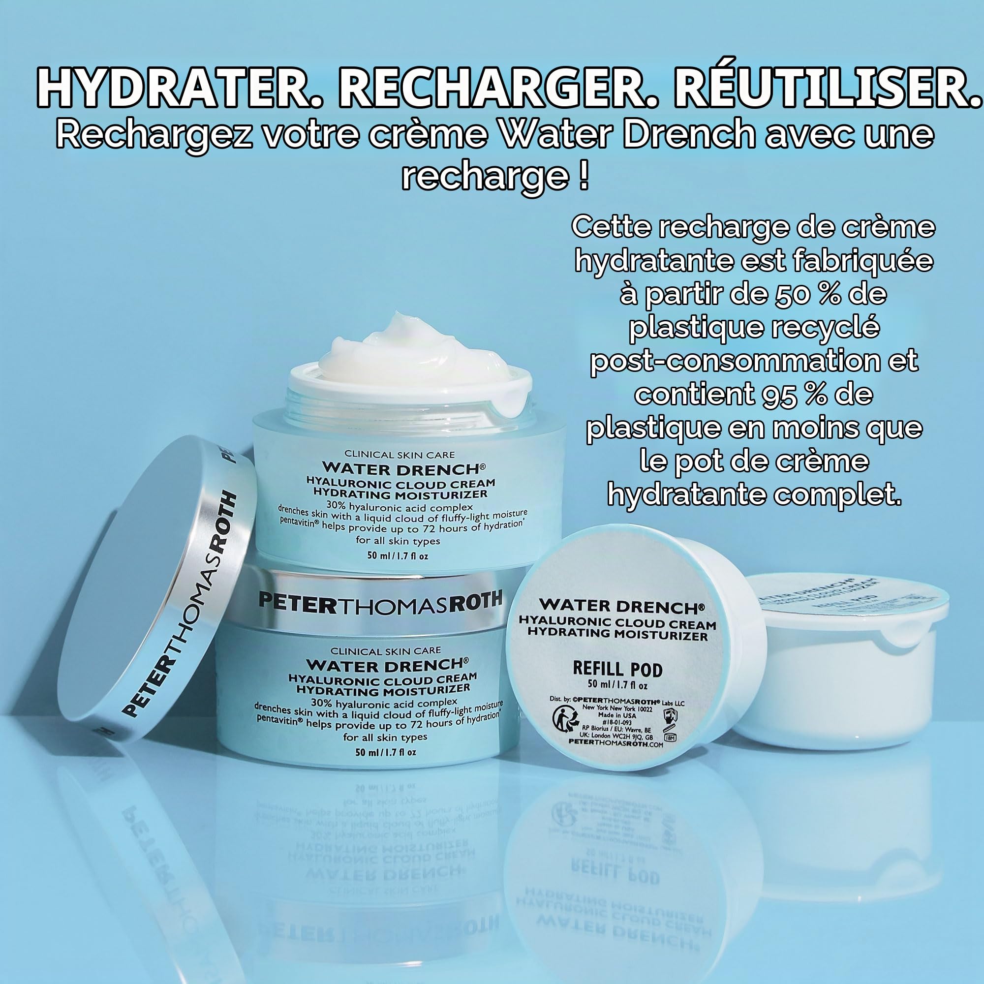 Peter Thomas Roth Peter Thomas Roth Water Drench Hyaluronic Cloud Cream Hydrating Moisturizer Bouchon d'oreille 4 centimeters Noir (Black)