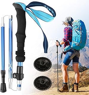 Idefair Bastoncini da trekking,Bastoncini da trekking pieghevoli Bastoncini da trekking da passeggio in alluminio Bastoncini da trekking leggeri da escursionismo Bastone da passeggio