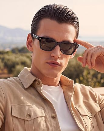 CARFIA Retro Men's Sunglasses Rectangular Polarised UV Protection Acetate CA6232