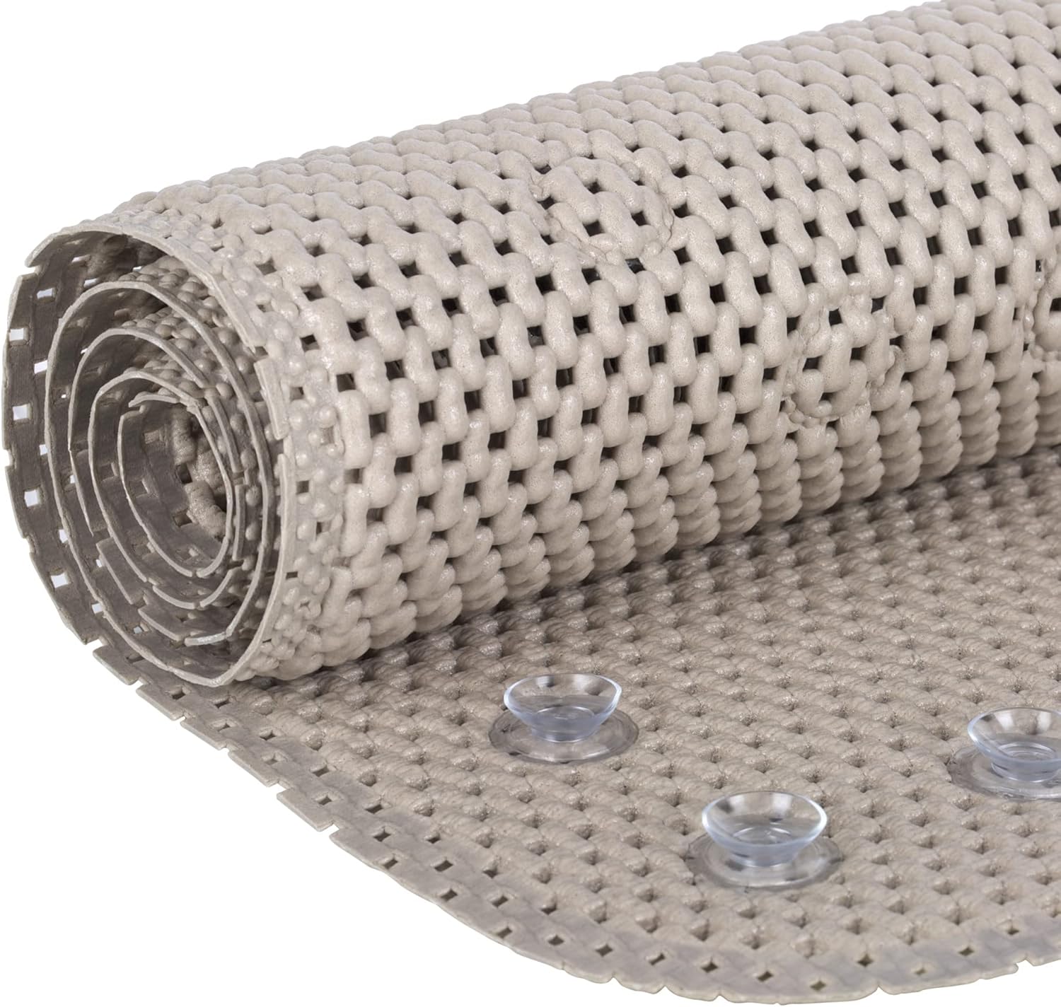 Taupe Cushioned Foam Rectangular Bath Mat with Suction Cups