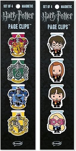 Miniatura 1 de Re-marks Clips de página para estudiantes y crestas "Harry Potter", 2 paquetes de 4, 8 clips en total