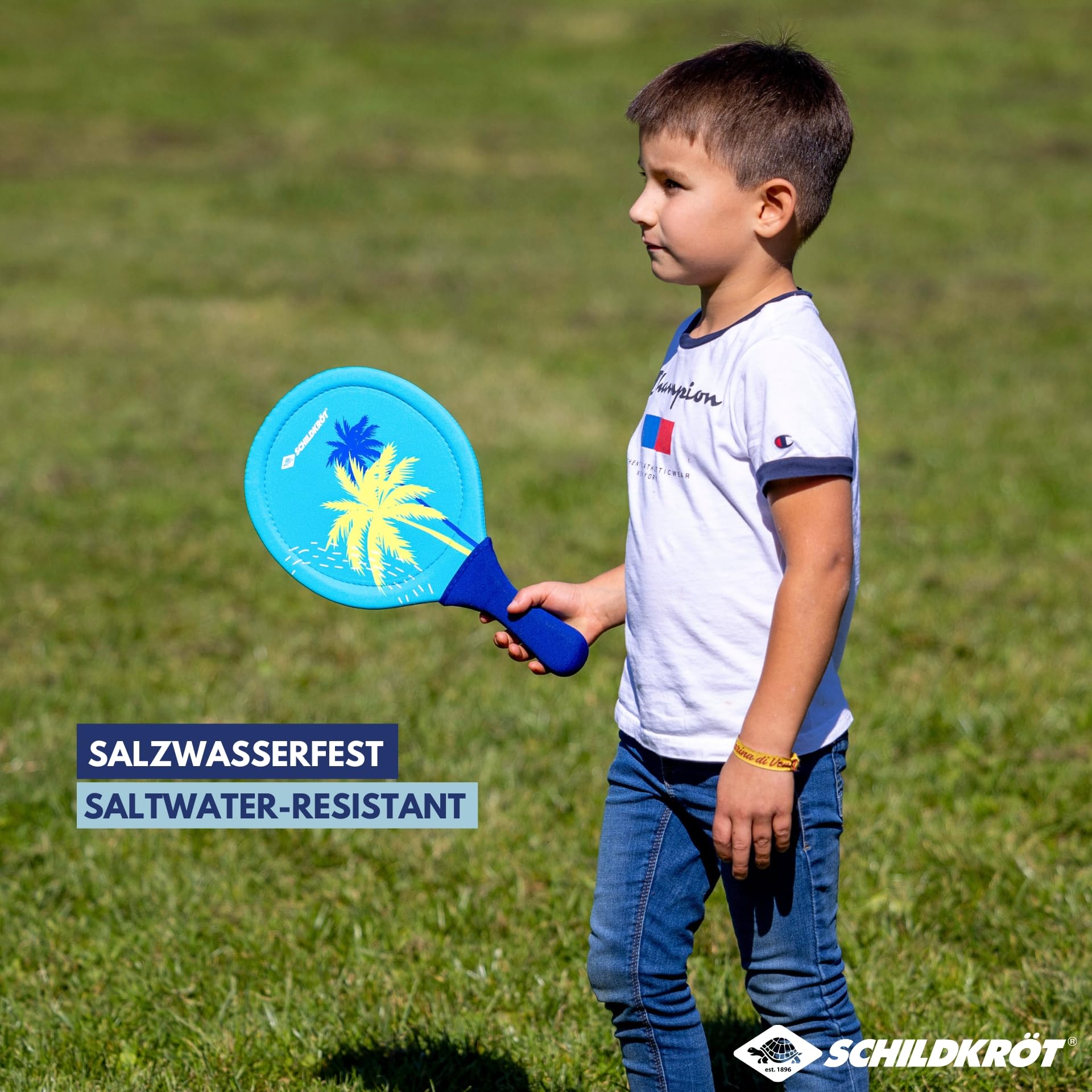 Schildkröt® Neopreen beachbalset, 2 rackets, 2 ballen, in nettas, leuke springing & bounce, strand- en tuinspel voor het hele gezin, 970158