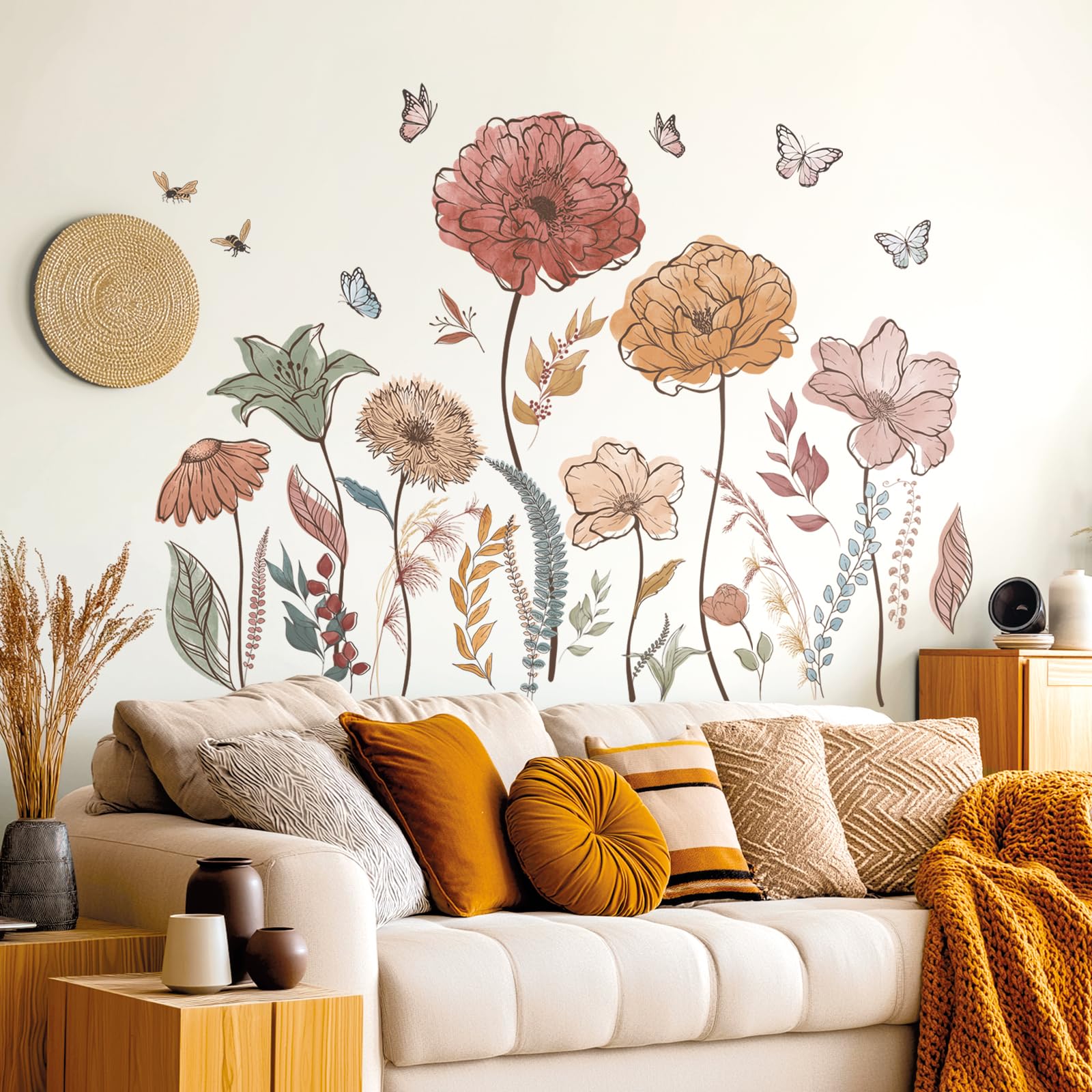 MHARTK66 Quadri Vintage Botanico Soggiorno con Cornice Legno, 30x40 cm Stampe da Parete Blu Plumbago Fiori Illustrazione, Quadro Camera da Letto Su Tela Decorazioni Parete Desktop Arte Bagno Ufficio