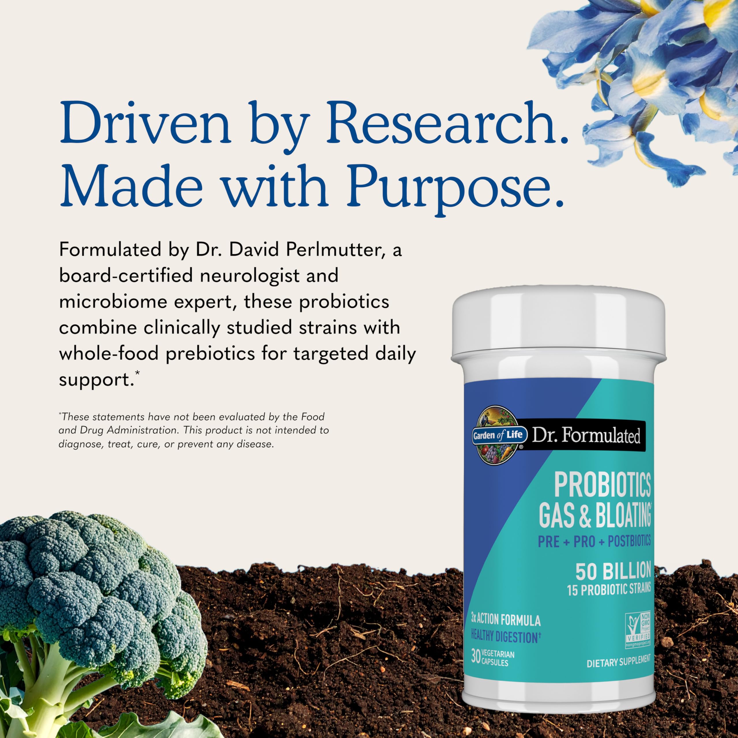 Garden of Life Dr Formulated Once Daily 3-in-1 Complete Prebiotics, Postbiotics & Probiotics for Women and Men - PRE + PRO + POSTBIOTIC Supplement for Gas & Bloating - 50 Billion CFU, 30 Day Supply — Amazon image 6