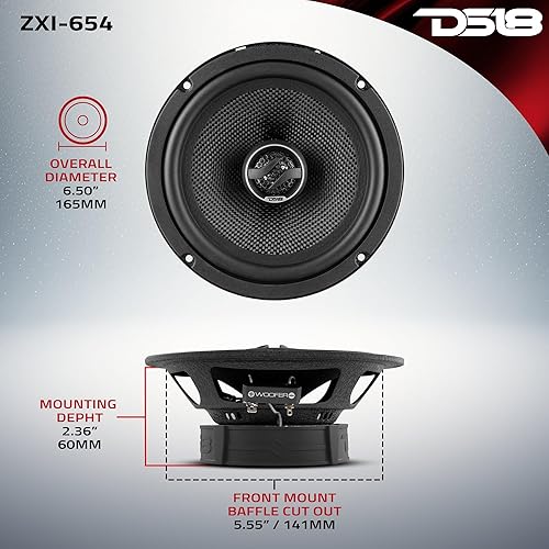 Miniatura 4 de DS18 ZXI-654 Altavoz coaxial de audio para automóvil de 6.5 pulgadas con tweeter de neodimio incorporado y cono de Kevlar - 2 vías 240 vatios máx. 4