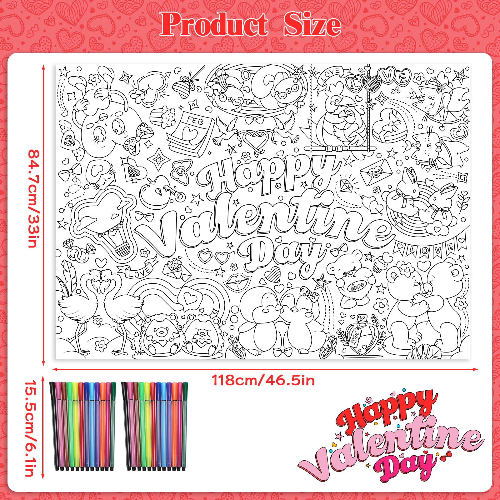 Color Your Heart Out Valentine Cards Aazon.co: HOWAF Happy New Year  Coloring Poster With 24pcs Paint Pens, New Year Firework Jubo... Paint  Valentines Day