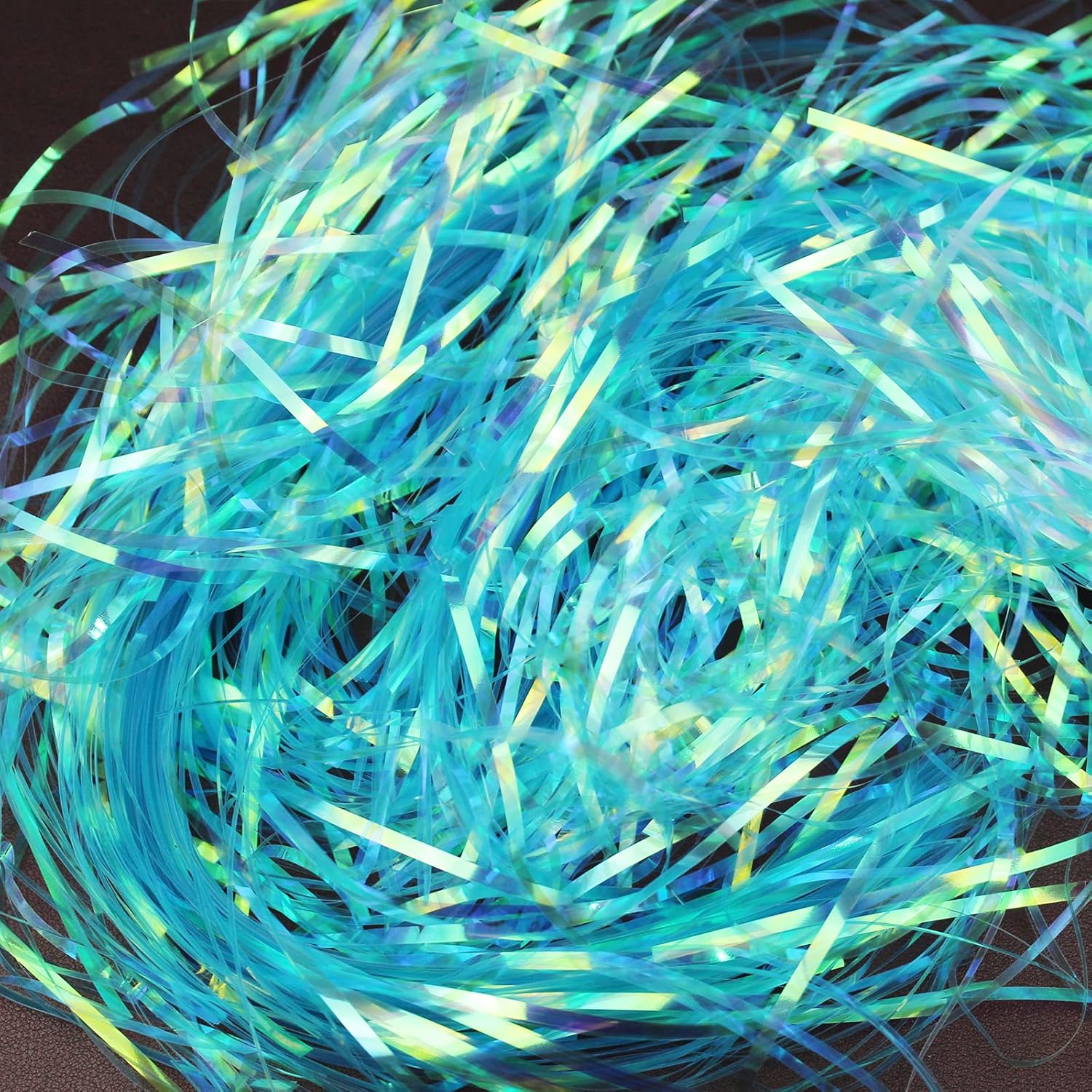 250 Grams Shiny Iridescent Film PP Hamper Shreds & Strands Shredded Crinkle Confetti for DIY Gift Wrapping & Basket Filling (Blue) - Image 2