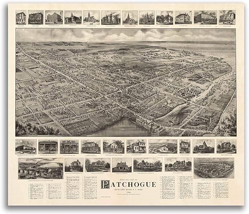 Imán de 1905 Pachuela, Nueva York, Vintage Antiguo Panorámico NY City Mapa imán de vinilo magnético hoja para cerraduras, coches, carteles, señales,