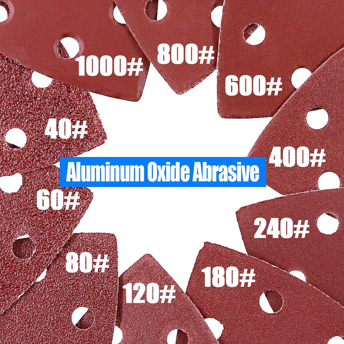 Glarks Lot de 50 papiers abrasifs triangulaires 90 mm avec