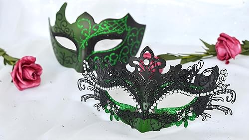 Miniatura 5 de Máscaras de máscaras para parejas Máscara veneciana de filigrana de metal brillante con diamantes de imitación y máscara veneciana para hombre para