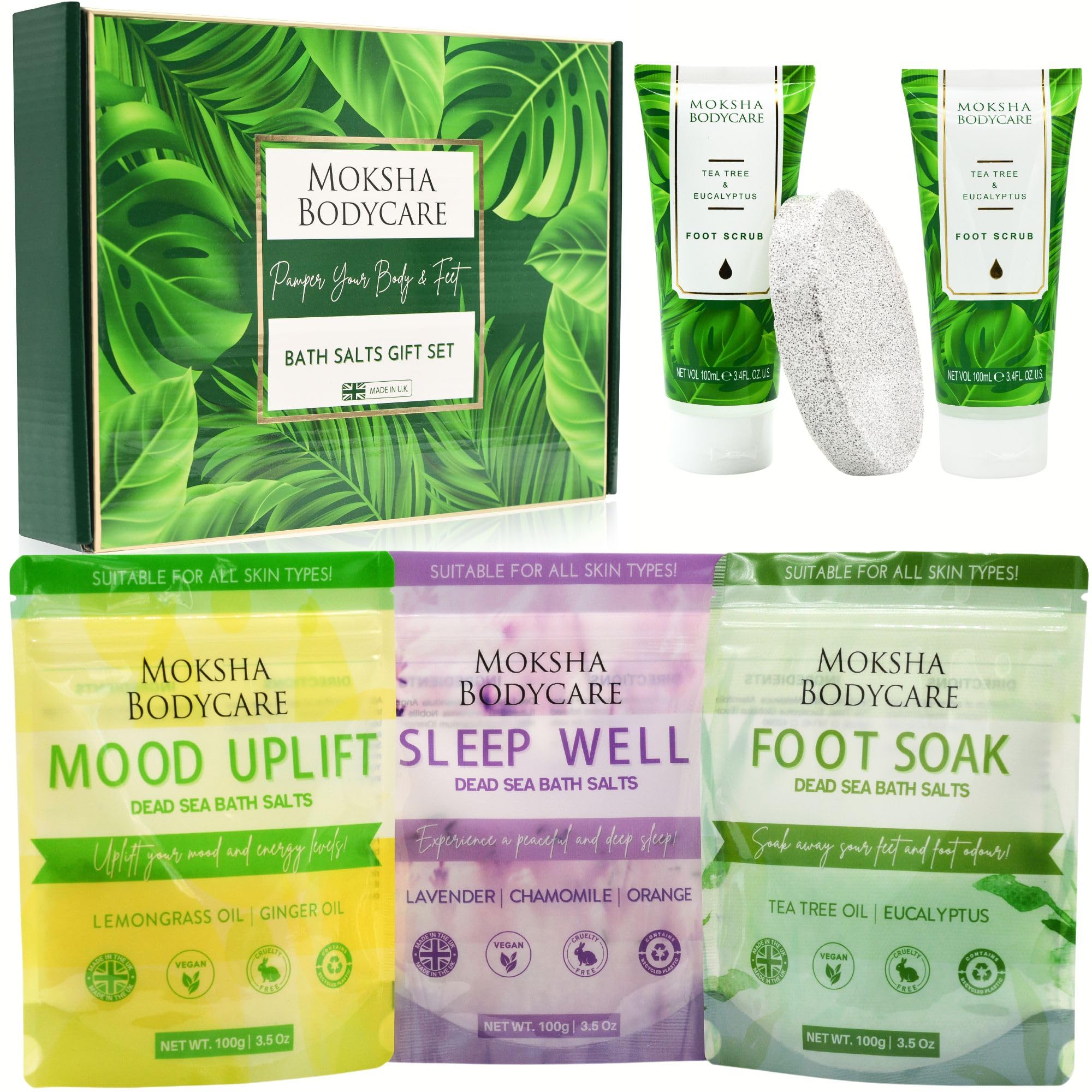 Foot Gift Sets for Women - [Made in UK] Foot Spa Sets for Women Gifts with Aromatherapy Foot Soak, Scrub, Lotion, Spa Pamper Kit, Birthday Gifts for Mum, Her, Friends, Wife
