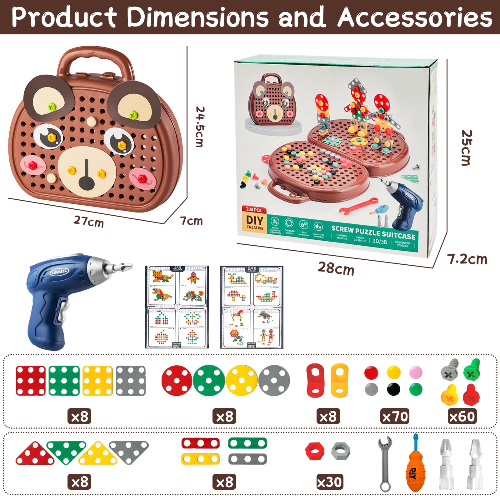 PICKONA Caja Herramientas Juguete, Juguete mágicas de Montessori, Cajas de Juguetes Infantiles de Montessori, Bloques de construcción, Caja Mágica de Juguetes Montessori para Niña PICKONA Caja Herramientas Juguete, Juguete mágicas de Montessori, Cajas de Juguetes Infantiles de Montessori, Bloques de construcción, Caja Mágica de Juguetes Montessori para Niña