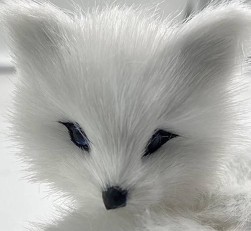 Vista 3 de Fox Toy Simulationwhite Fox Lindo muñeco de peluche realista de zorro azul juguete de peluche (blanco)..