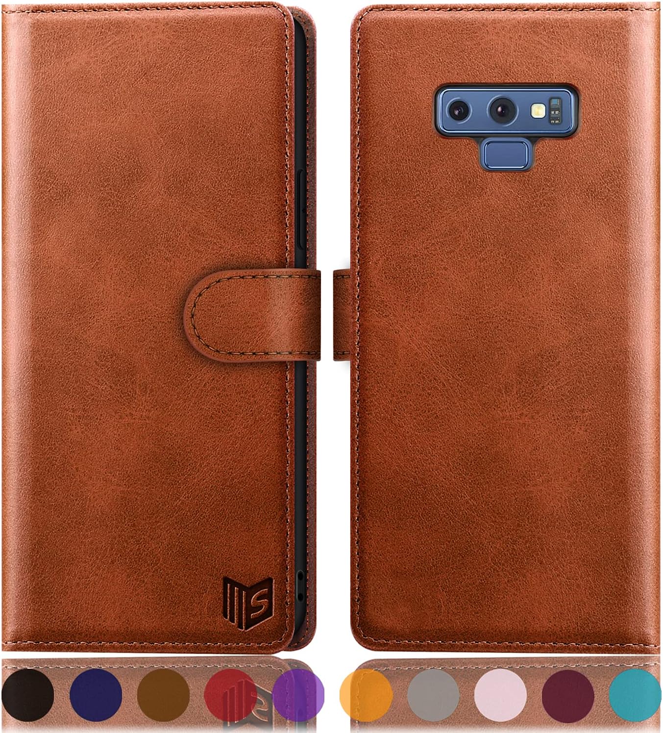 SUANPOT Funda Samsung Galaxy Note 9 con Tapa 【Bloqueo RFID】de Cuero PU Cierre Magnético,Soporte Plegable,Ranura para Tarjeta Cover para Wallet Leather Samsung Galaxy Note 9 Phone Case Claro