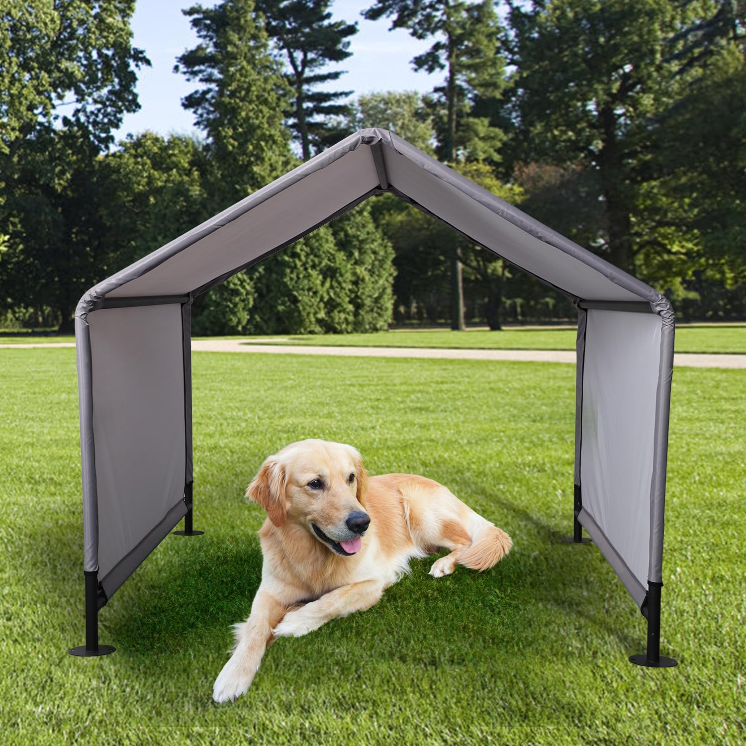 Abri Extérieur Pour Chien 129x124x108 Cm - Tente Imperméable Avec Revêtement PU, Cadre Métal - Pour Chats, Poules, Animaux