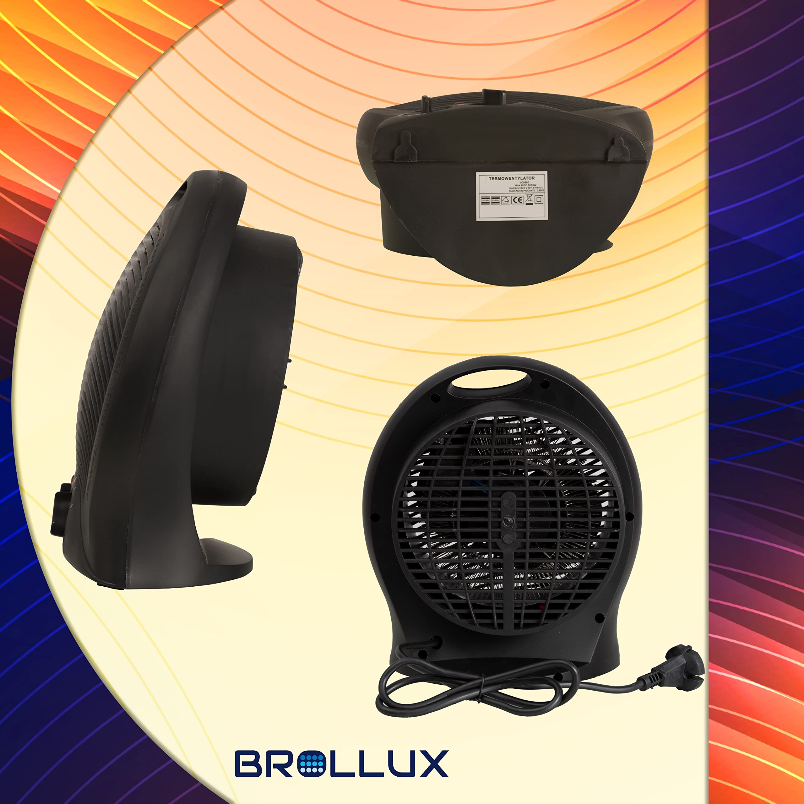 Brollux Termoconvettore Elettrico 2000W | Riscaldatore Portatile Con Termostato Per Ambienti Fino A 30 M² | Bianco - 4