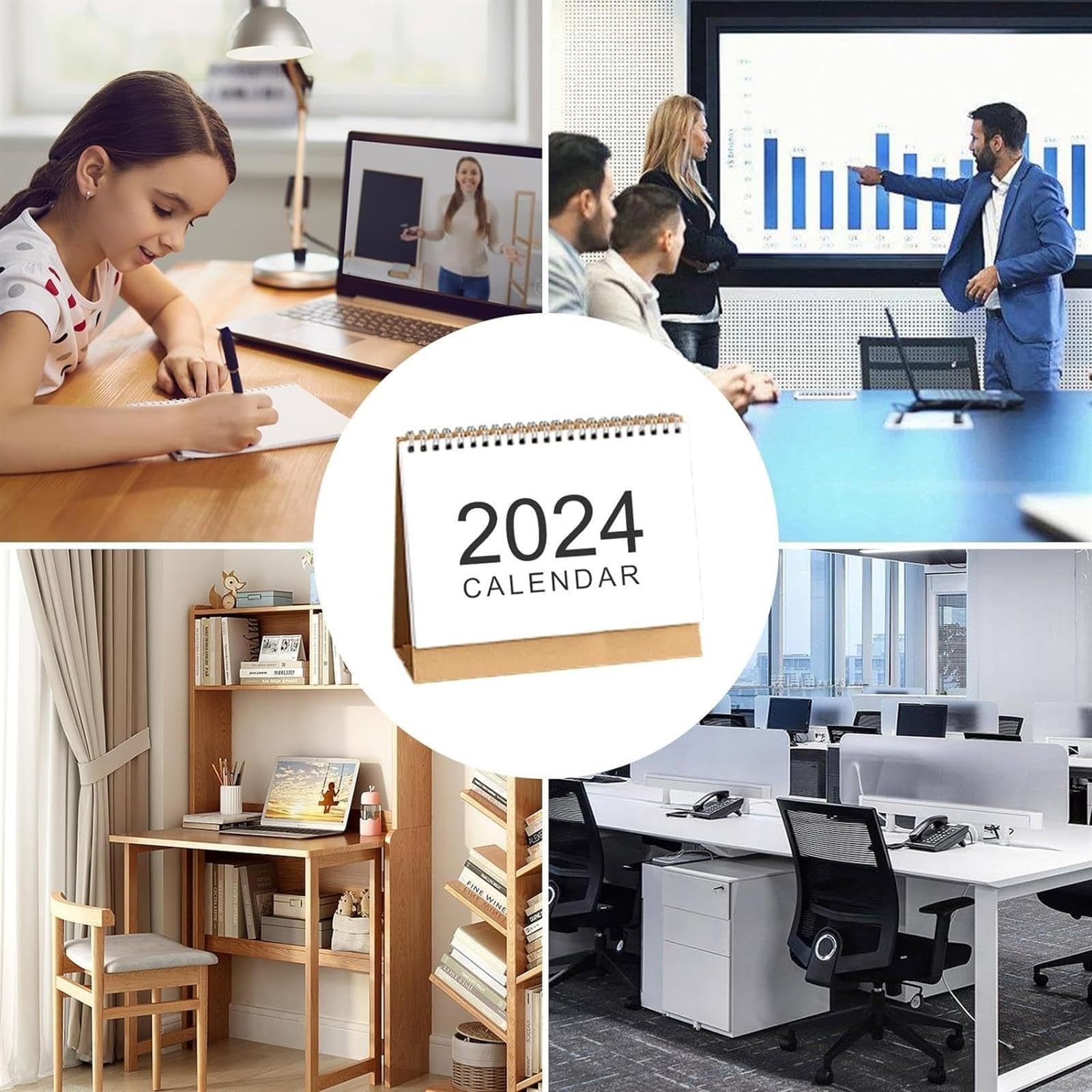 Familienplaner Kalender 2024 Kleiner Tischkalender 2024, Stehtischkalender, Januar 2024 – Dezember 2024, Staffelei-Tischkalender Kalender 2024 (Color : B, Size : 3pcs)