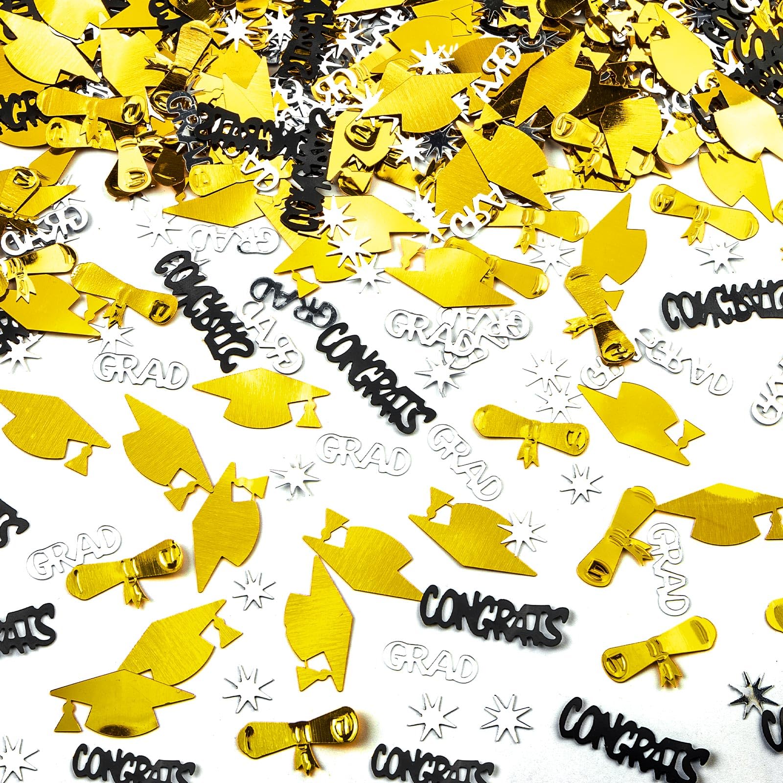 Gold Silver and Black Graduation Confetti 2026, 1000 Pcs Class of 2026 Table Centerpiece Grad Confetti for 2026 Graduation Party Decorations Supplies