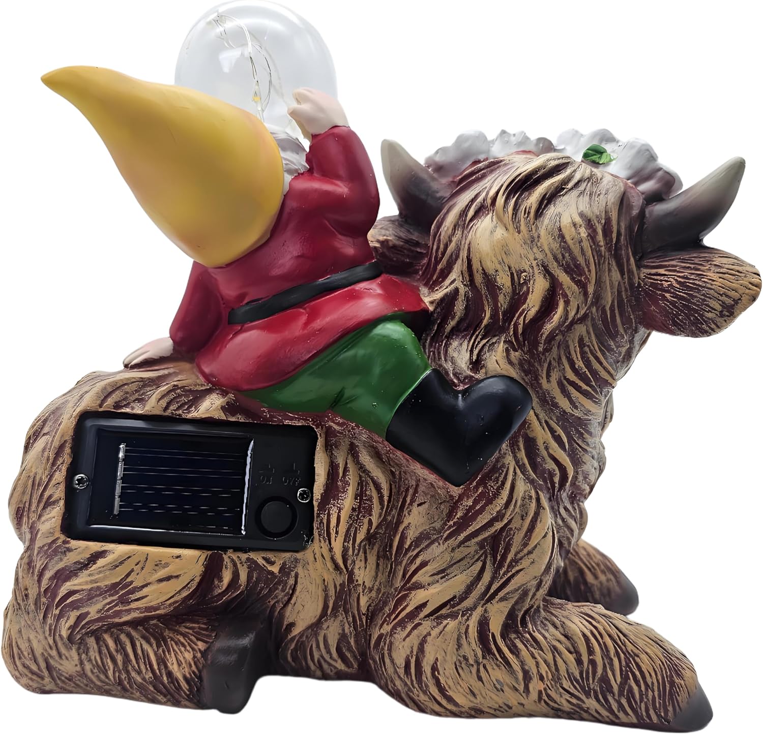HARUHI Solar Garden Statue LED Outdoor Garden Decor Funny Animal Sculpture for Yard Patio Lawn Weatherproof Resin Birthday Art Gift（Gnome Blowing Bubbles）