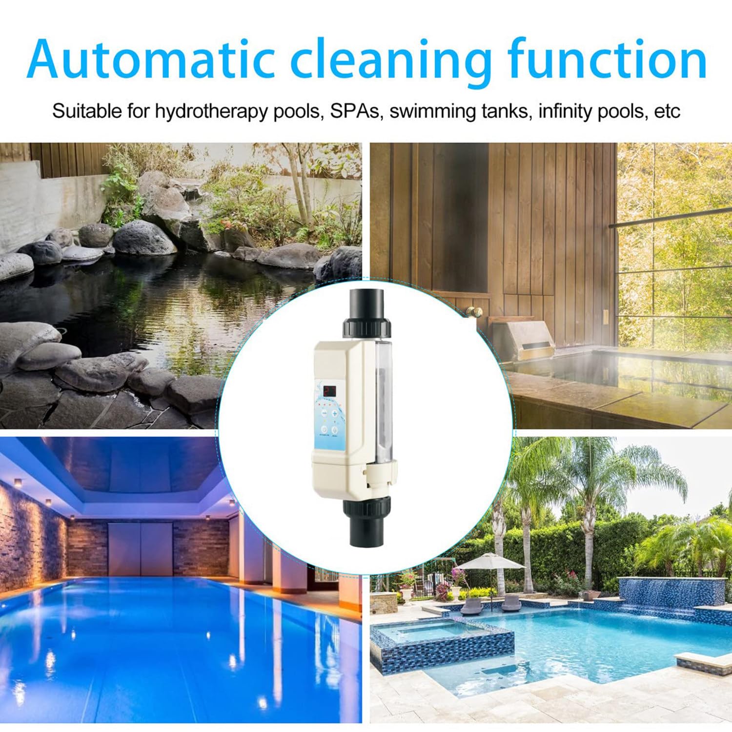 Générateur de Chlore pour Piscine d'eau salée, chloration Automatique de l'eau salée pour piscines, Machine de génération de Chlore d'eau salée (8g/h 110V)