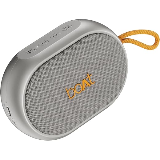 boAt (2025 Stone 110 Bluetooth Speaker with 3W Signature Sound, Up to 15Hrs Playback, Built-in Mic, TWS Feature, Bluetooth v5.4, AUX Port, Voice Assistant & IPX4(Groovy Grey)