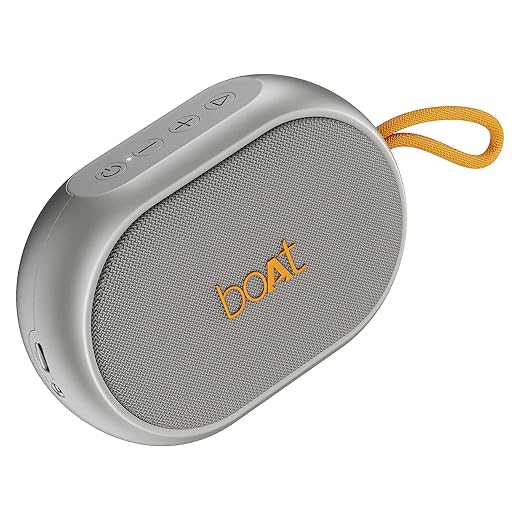 boAt (2025 Stone 110 Bluetooth Speaker with 3W Signature Sound, Up to 15Hrs Playback, Built-in Mic, TWS Feature, Bluetooth v5.4, AUX Port, Voice Assistant & IPX4(Groovy Grey)