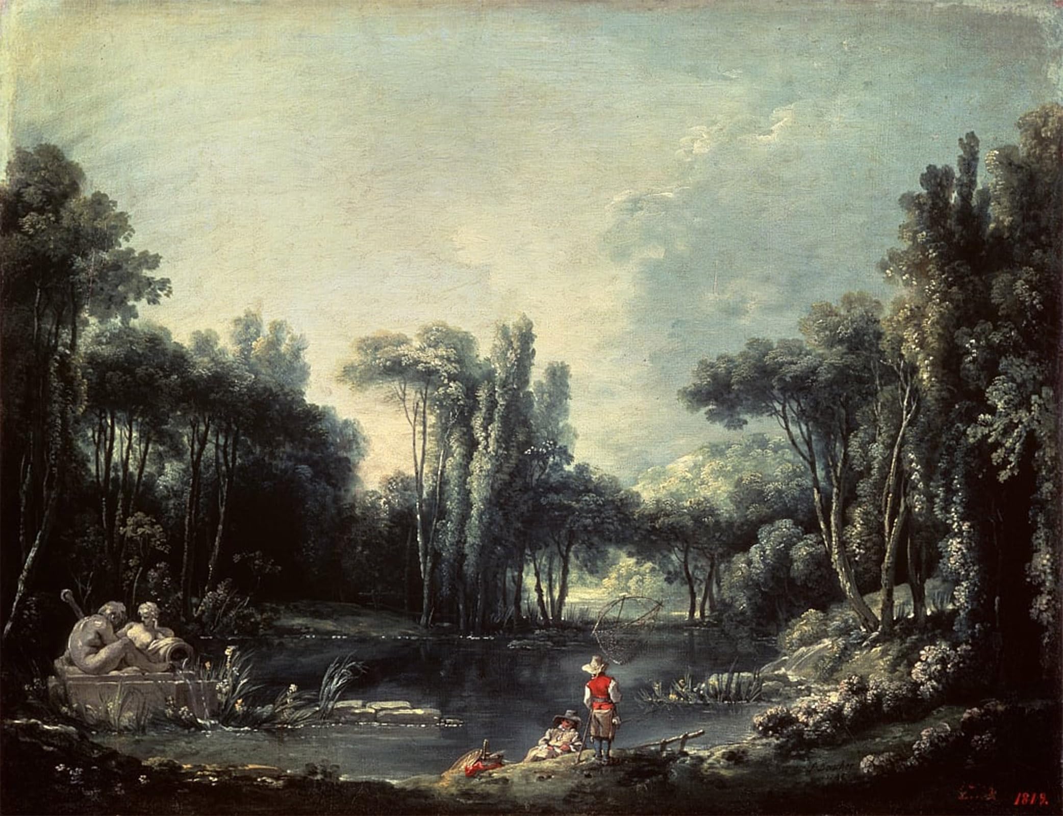 ARTXLXXBN Famous Art Print Poster Vintage Wall Art Landscape with a Pond by François Boucher Canvas Art Poster for Home Decor 60x90cm