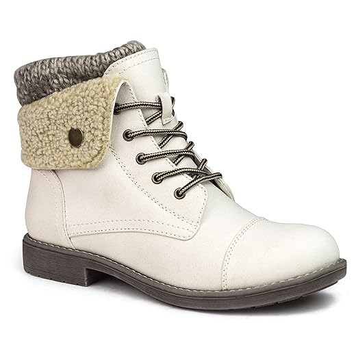 CLIFFS BY WHITE MOUNTAIN Women's Duena Hiking Style Boot, Winter White/Burn/Fab/Fleece, 8.5 M