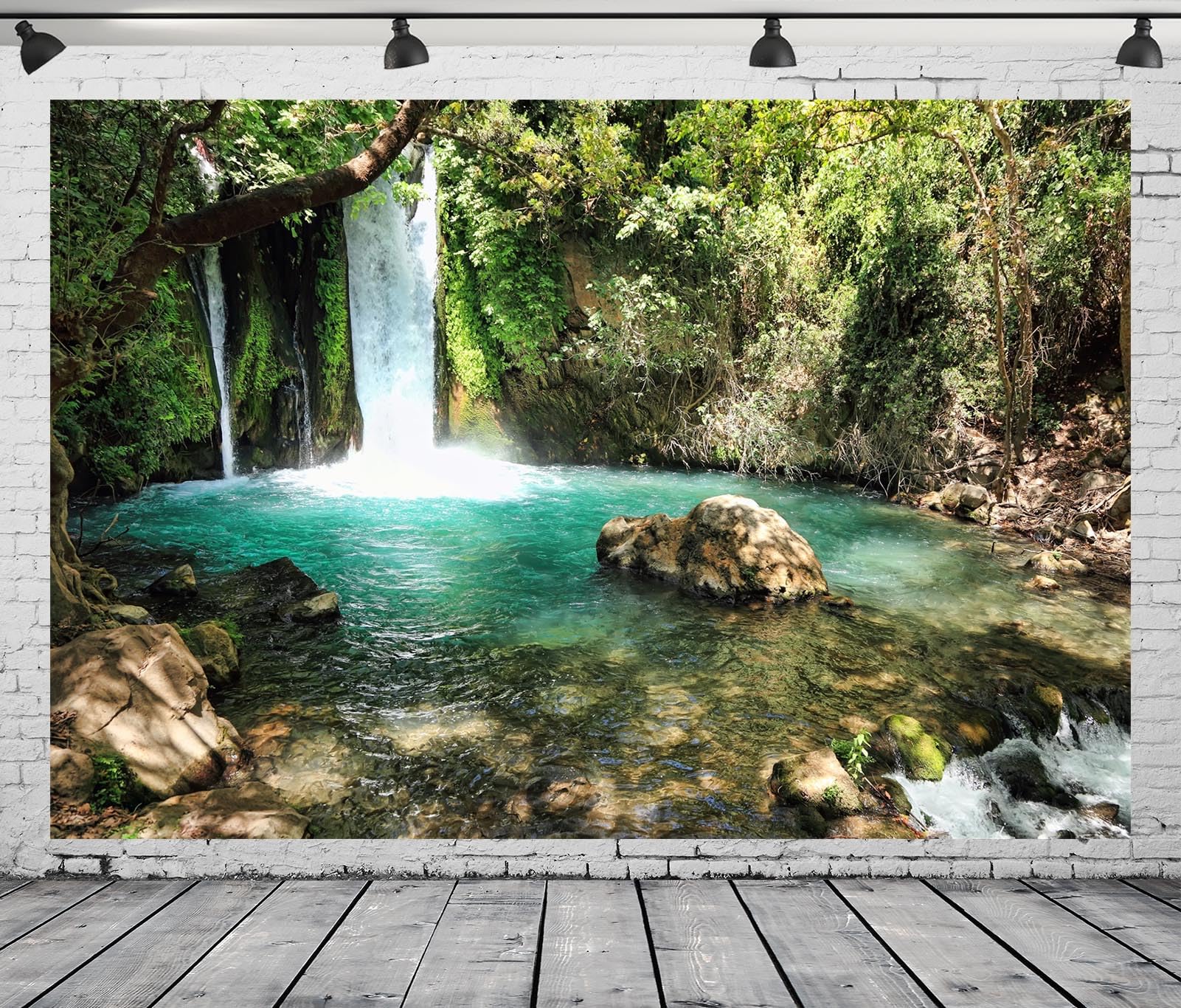 BELECO 4.6x3m Telo sfondo cascata | Fiume forestale rocce cascata paesaggio sfondo viaggio primavera decorazione festa studio fotografico