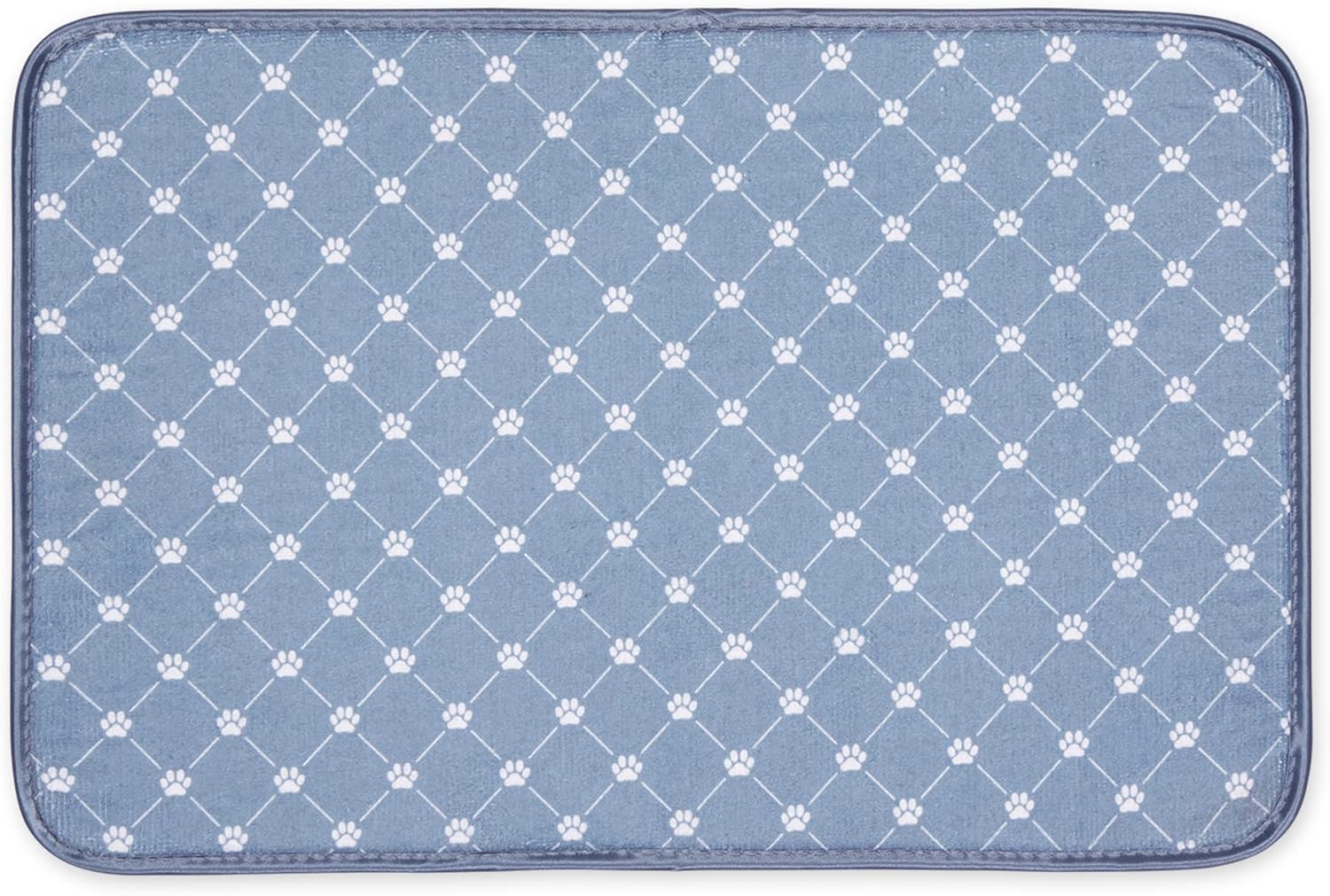 Bone Dry Machine Washable, Ultra Absorbent Pet Mat, 12x18, Stonewash Blue Trellis Print