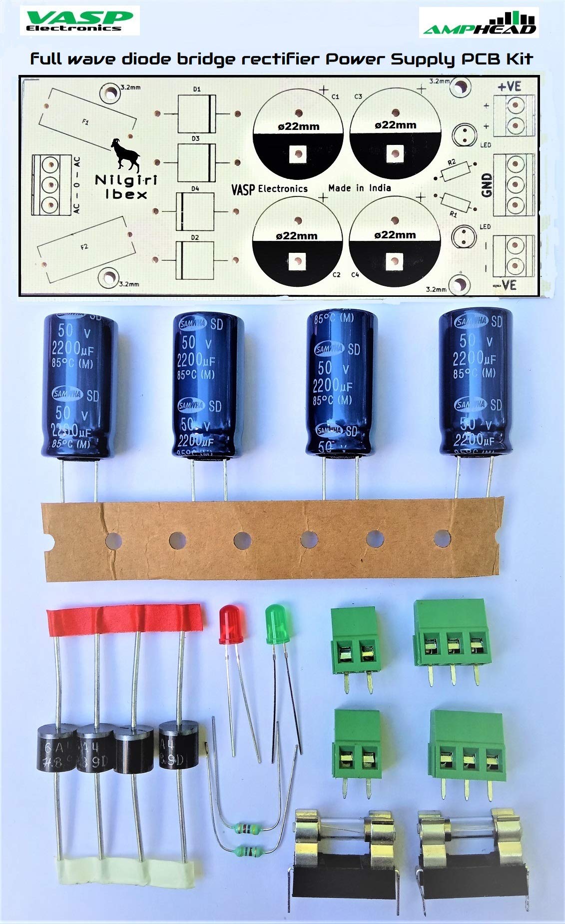 VASP 10A 50v Max Power Supply PCB Kit for Audio Amplifiers & DIY Projects using 10A10 Diode & 2200uf Capacitors (B07JYBZ519) Amazon Price History, Amazon Price Tracker