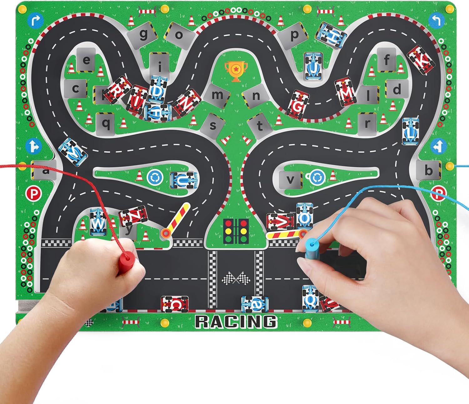 Magnetic Alphabet Maze Sensory Toys 2 Players Extra Wide 12 * 16 Inch for Age 3-5 Years and Parent Wooden Montessori Toy Gift idea to Boys and Girls Help to Learn