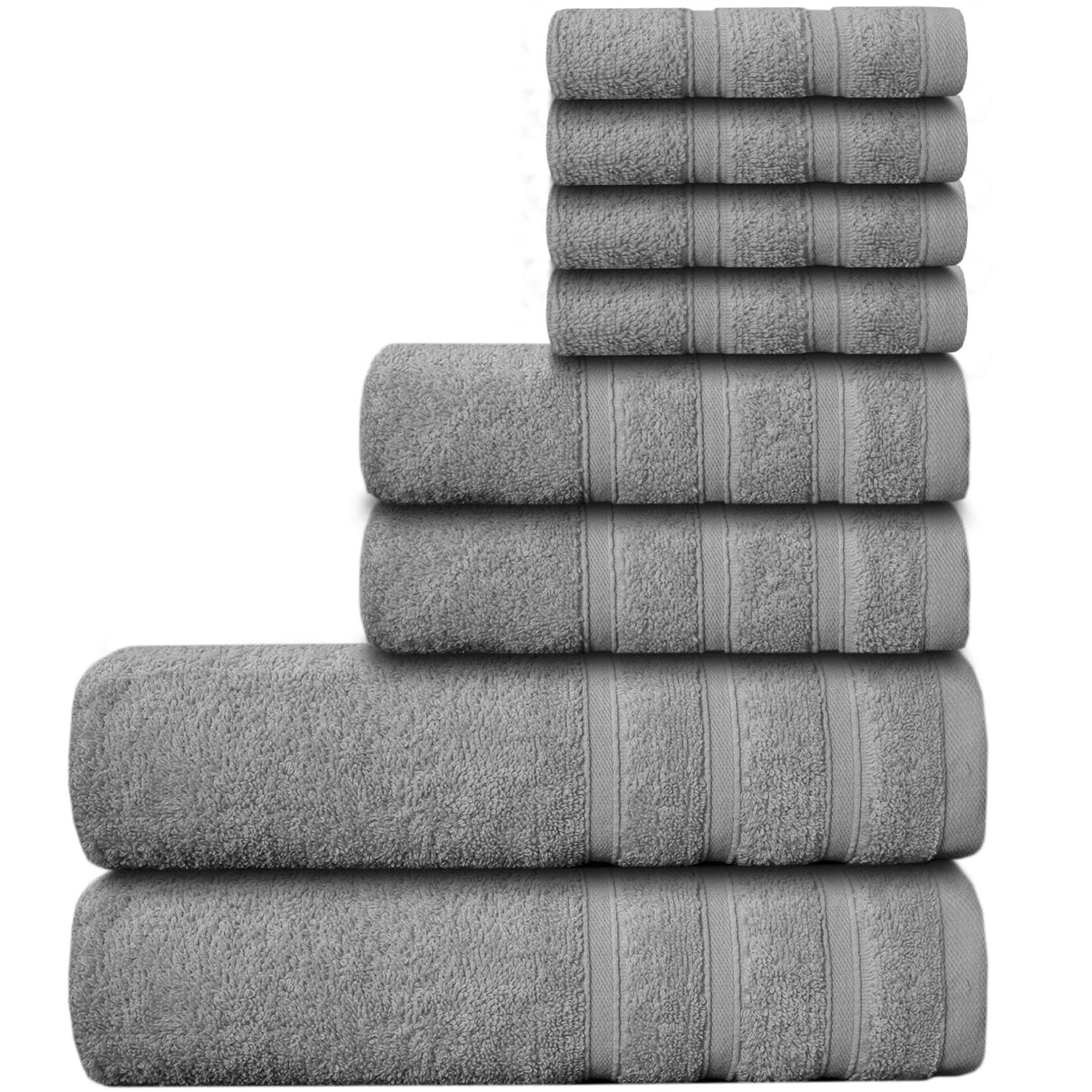 Casabella Luxury 100% Egyptian Cotton Towel Bale - 8 Pieces - 550 Gsm Xlarge Sizes_Silver_8 Pieces Set