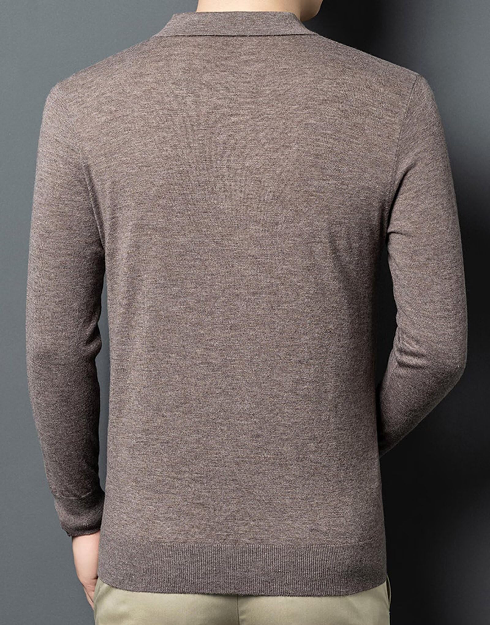 HNVAVQ 100% Kaschmir Polo-Pullover Herren Langarm Strickpullover Leicht