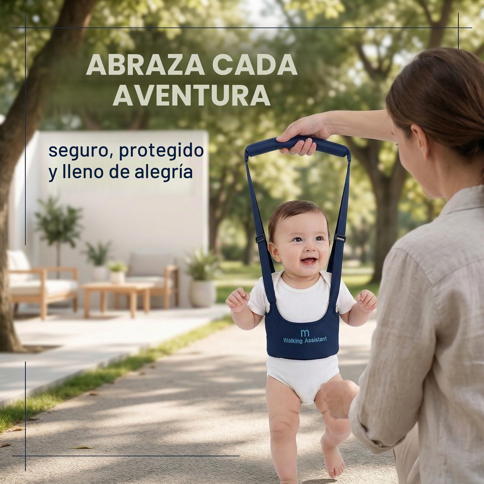 Arnés de Seguridad para Caminar Arnes Bebes Ajustable Arnés de Bebe con Hebilla de Seguridad y Calcomanías Mágicas Transpirable Cinturón de Andador para Bebe 7-24 Mes - Azul marino