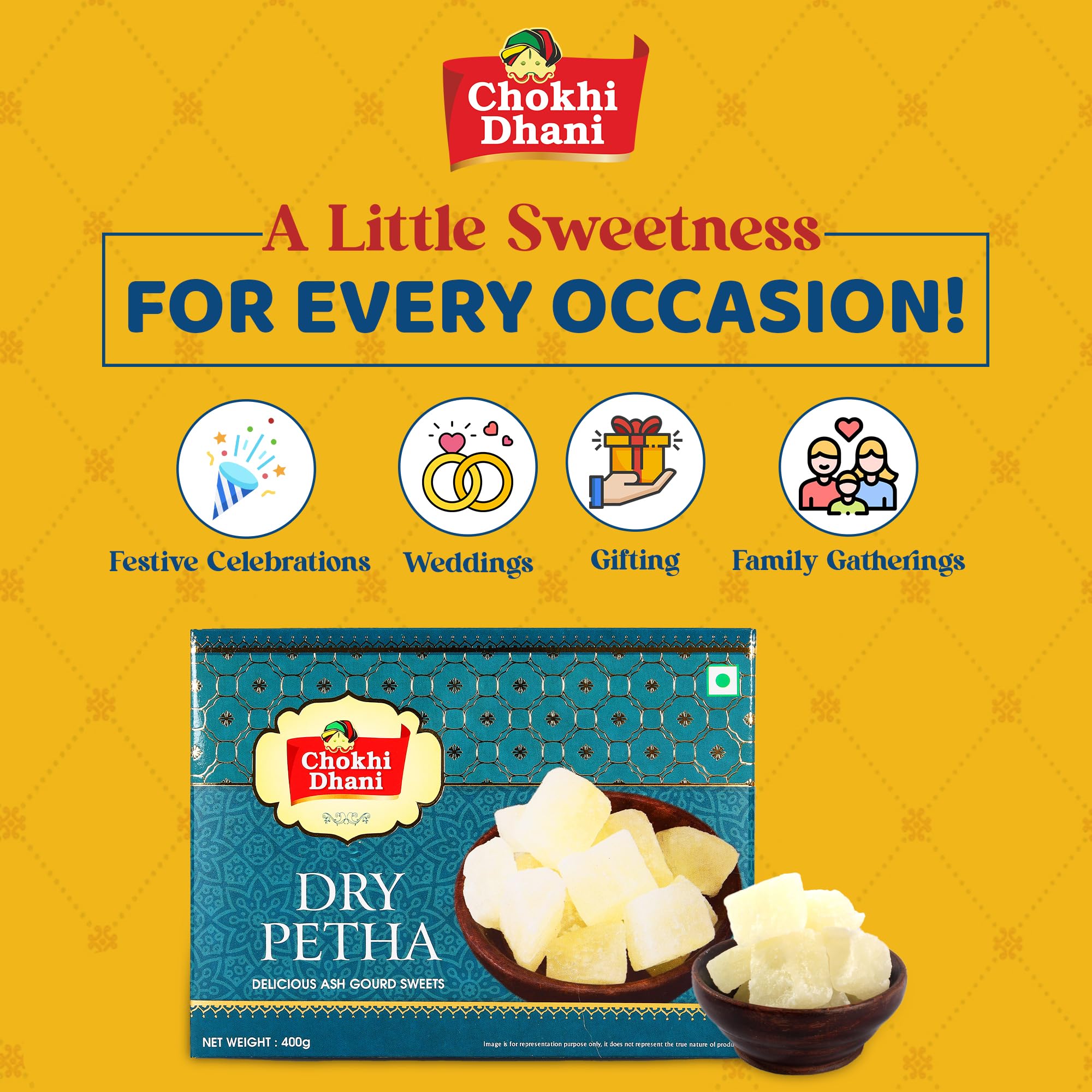 Chokhi Dhani Dry Agra Petha 400g (Pack of 2) | Soft & Juicy Ash Gourd Sweet | Traditional Indian Mithai Gift Box | White Pumpkin Petha for Festivals & Pooja 2