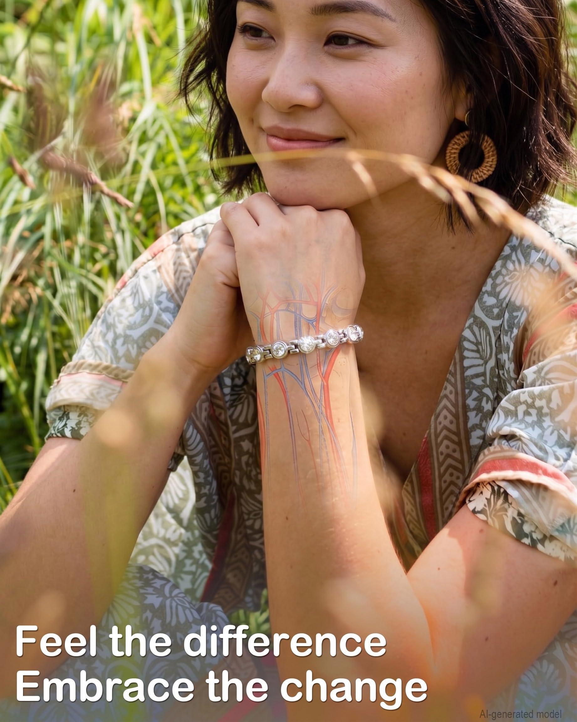 Pulsera de cobre para mujer, 99,99 % cobre puro