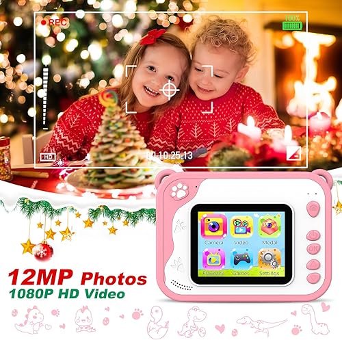 Miniatura 4 de USHINING Cámara de impresión instantánea para niños, cámara de impresión digital de 12 MP para niños de 3 a 12 años, cámara instantánea de 1080P