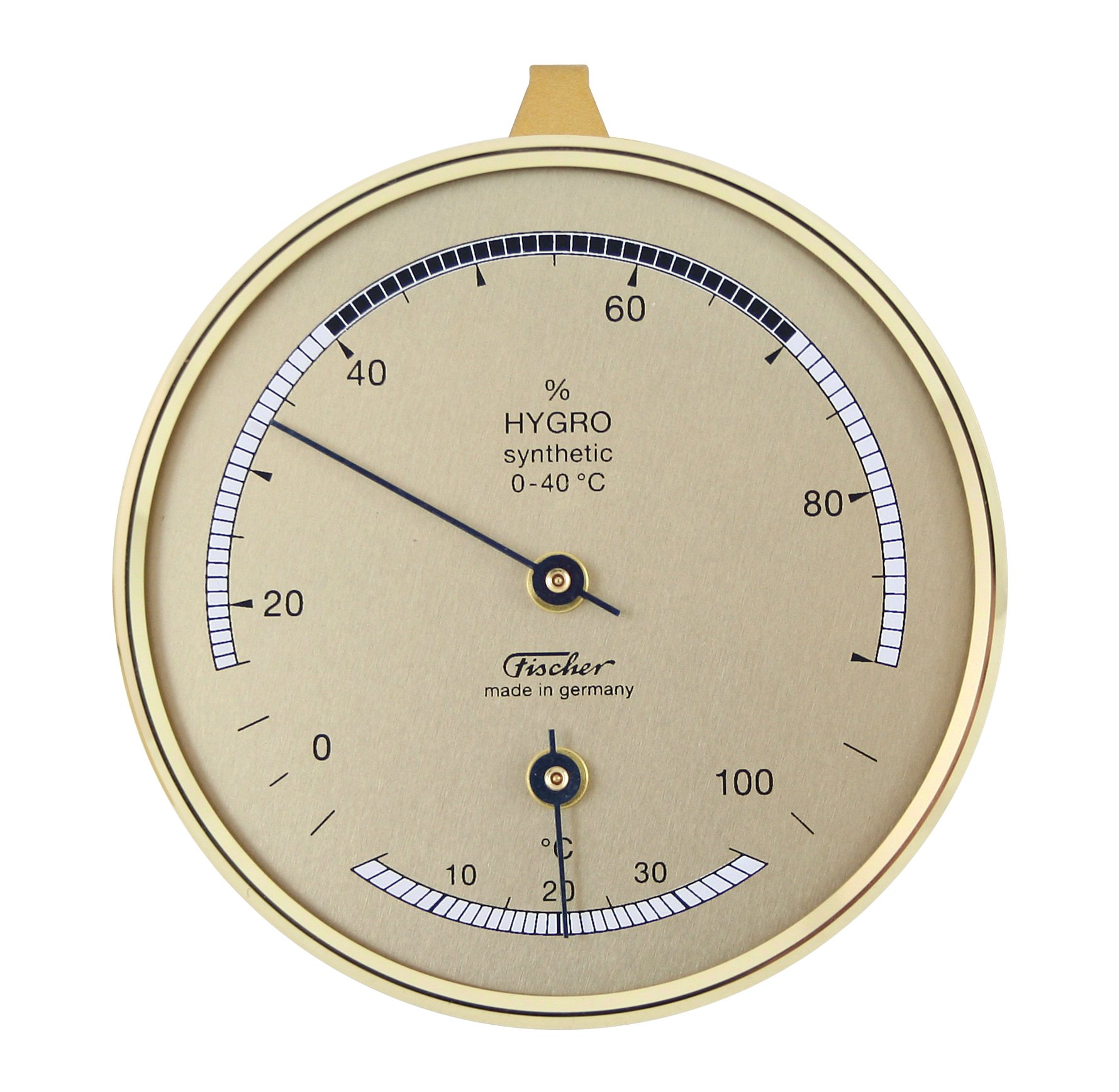 Fischer synthetischen Thermometer mit Hygrometer, Metall, Brass Coloured, 30 x 8.7 x 30 cm