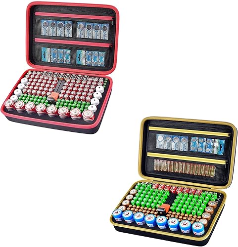 Estuche organizador de baterías, contenedor de almacenamiento para baterías, caja de bolsa dura con probador de batería con capacidad para más de