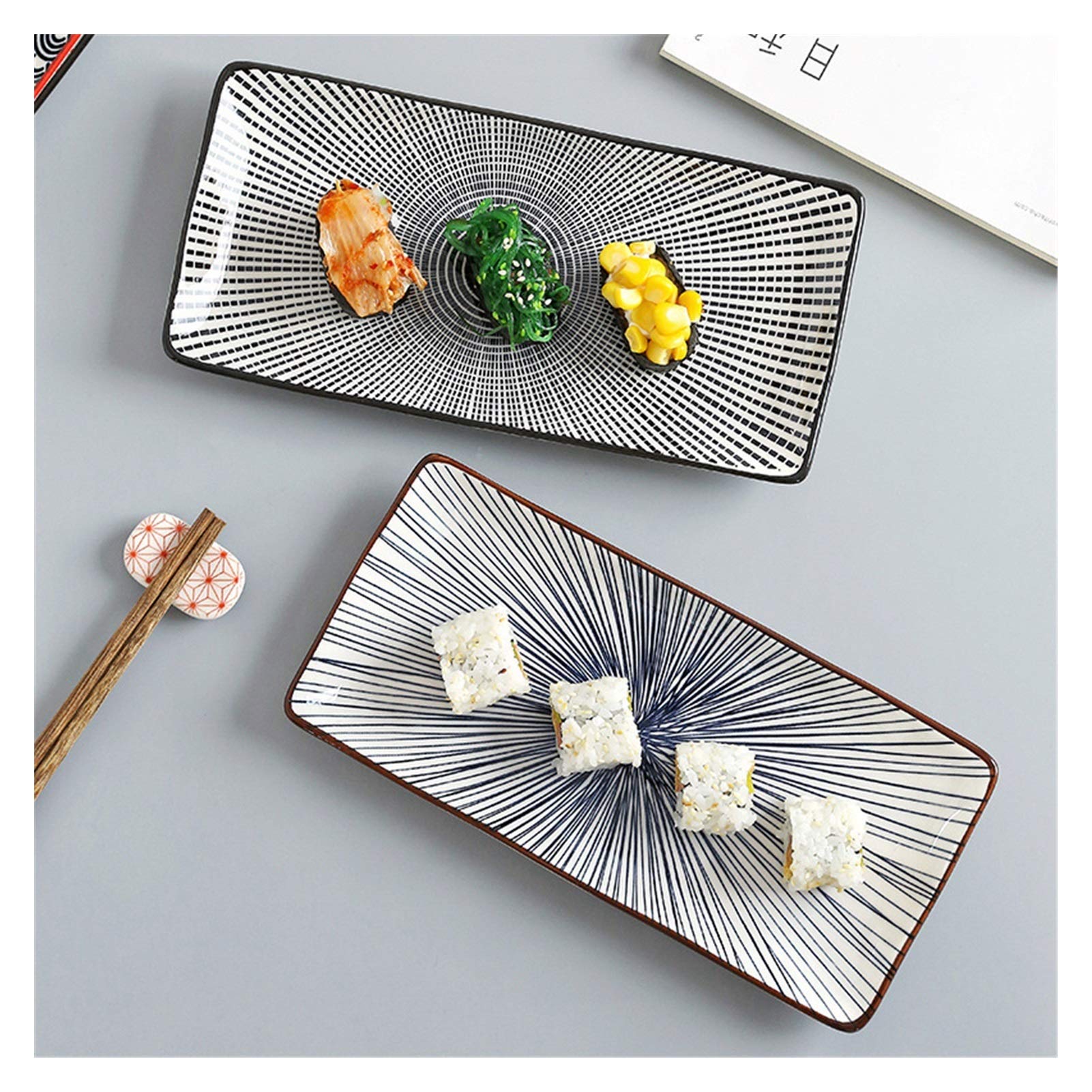 Plato Llano, vajilla para Fiestas, vajilla, Plato de Sushi, Plato Rectangular Creativo esmaltado, Platos fríos para el hogar, 1 Pieza, E, Talla única