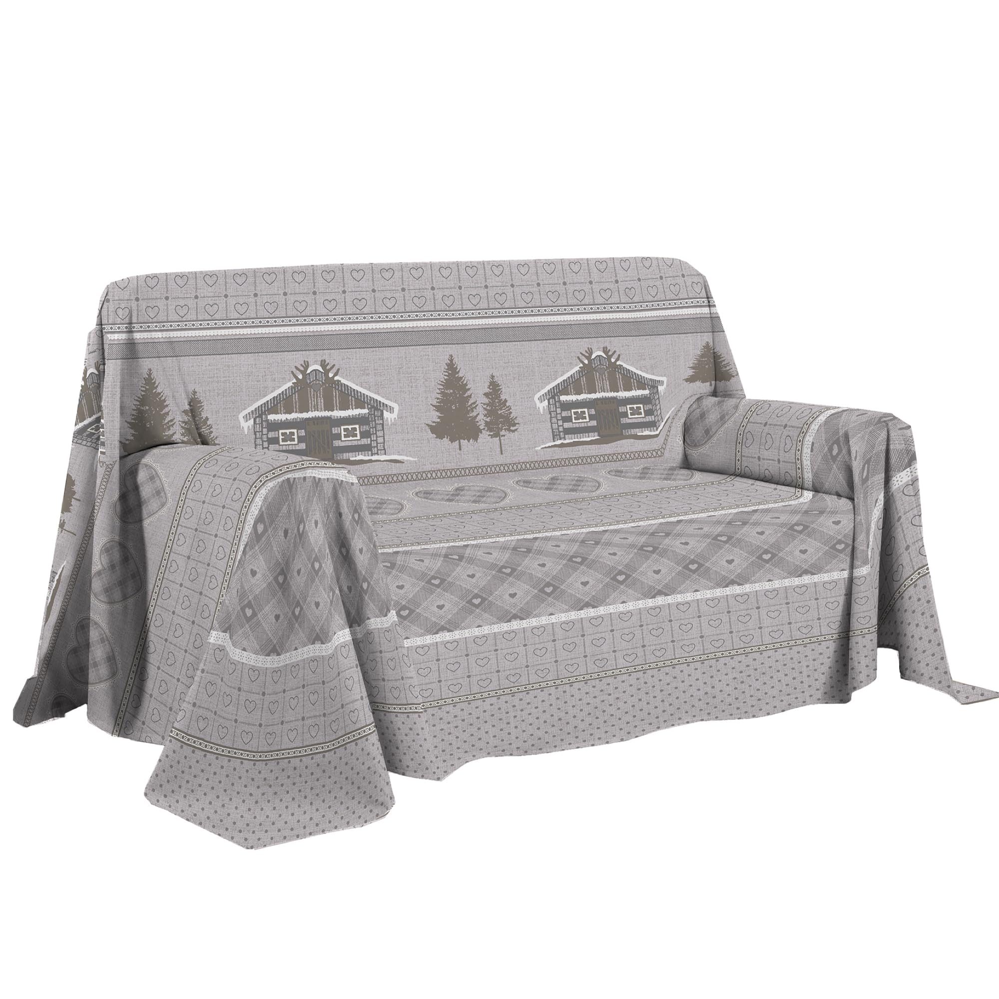 Couvre-lit d'été en coton et drap d'ameublement chalet beige pour canapé 1 place