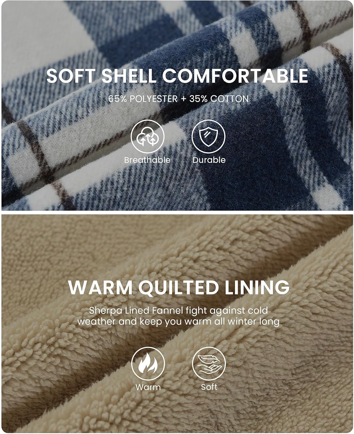 Women's Full Zip Fleece Flannel Jacket Plaid Sherpa Lined Jacket for Women - Image 6