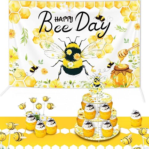 Miniatura 5 de voorpleasy Soporte para cupcakes de fiesta de abejas, soporte de 3 niveles para cupcakes, decoración de fiesta, decoración de fiesta de cumpleaños