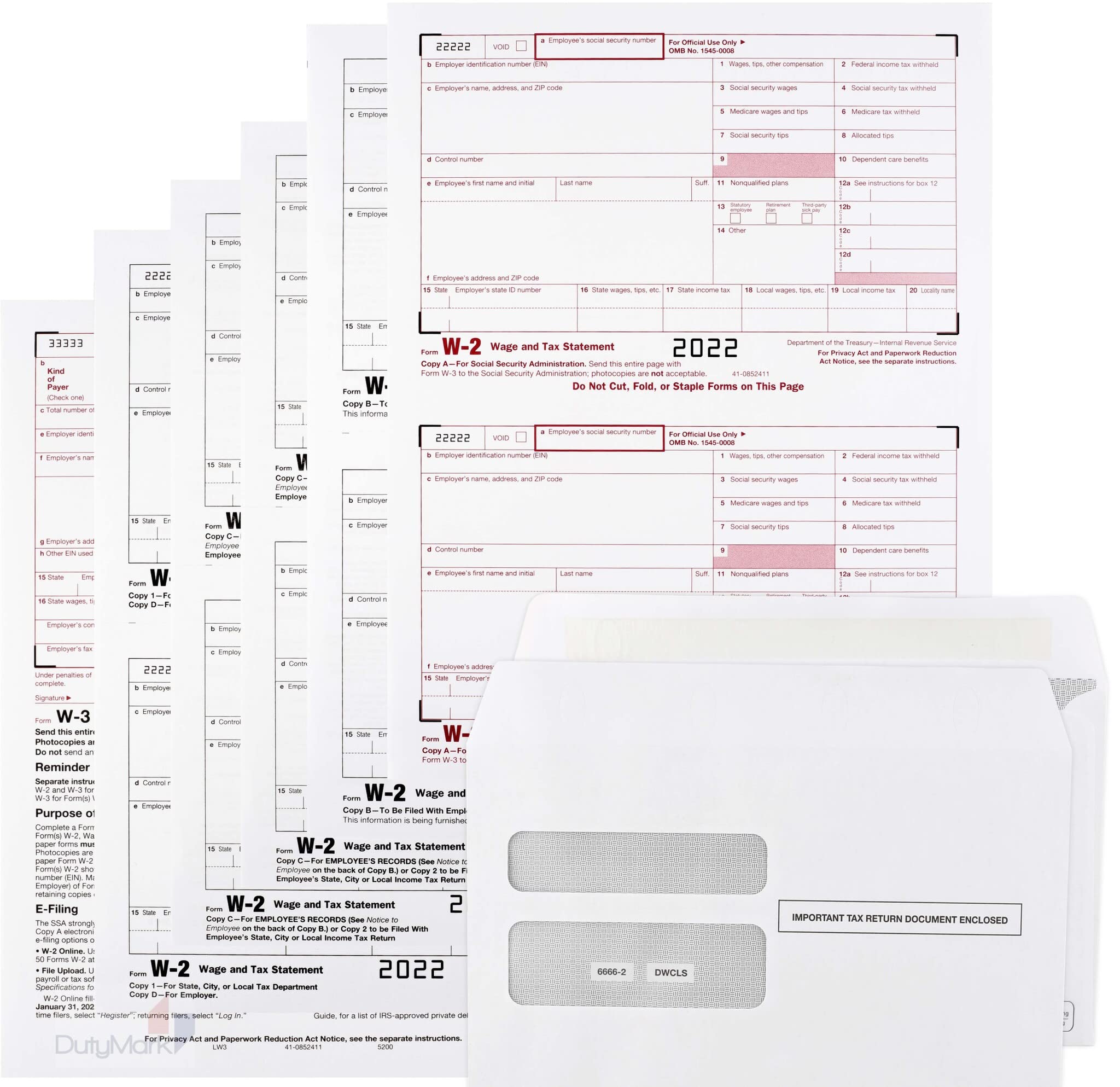 Amazon.com : W2 Forms 2022, 6 Part Tax Forms, 25 Employee Kit of Laser Forms  and Self-Seal Envelopes, Designed for QuickBooks and Accounting Software,  2022 W-2 : Office Products
