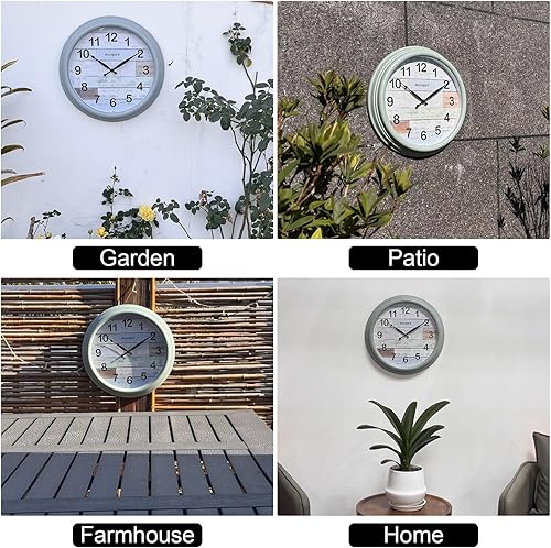 Miniatura 6 de Reloj de pared grande de 15 pulgadas para exteriores, resistente al agua, funciona con pilas, estilo retro, para interiores y exteriores, decoración