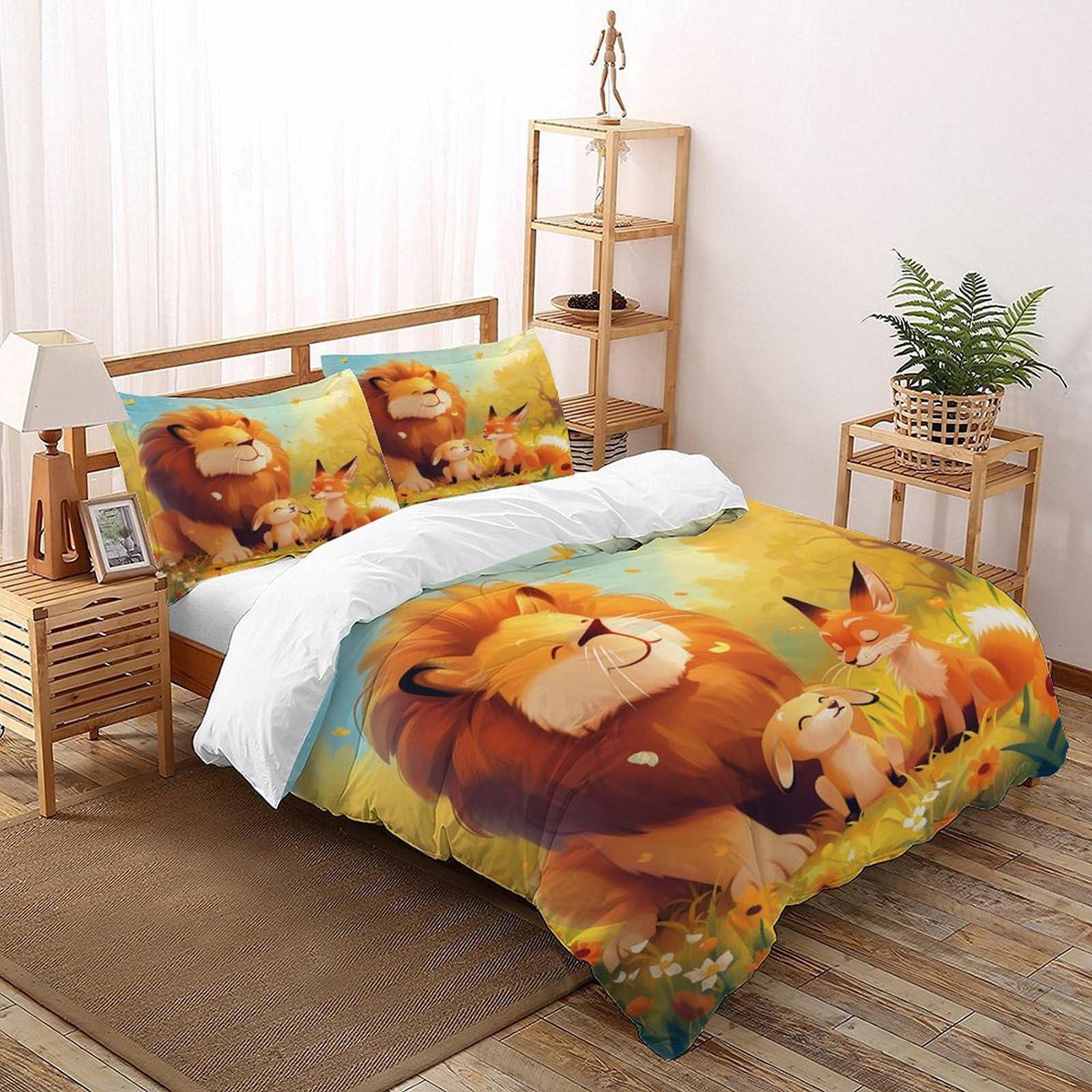 Housse de couette lion lit double pour habiller facilement une chambre d'enfant