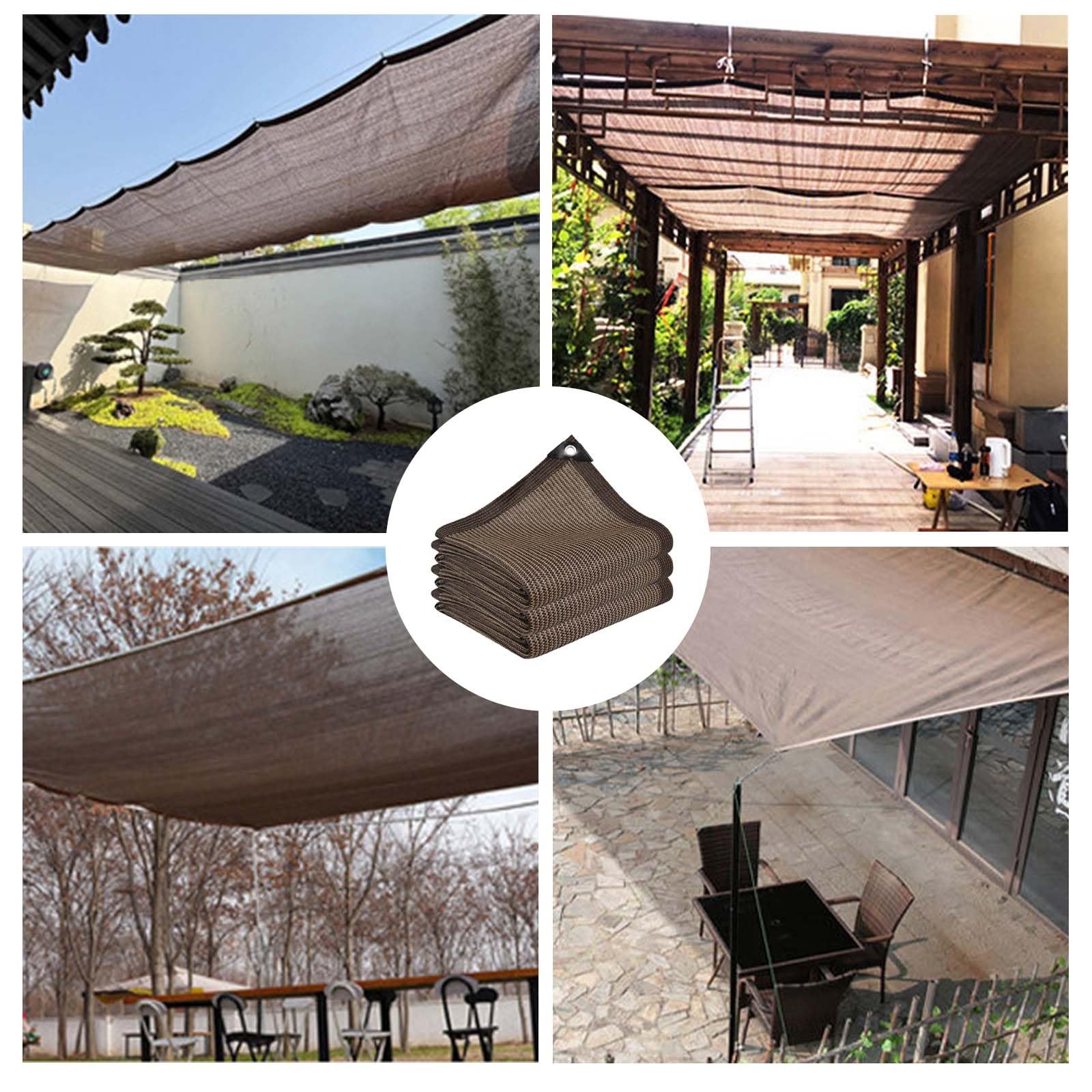 Tenda A Vela Rettangolare 4x6 4x3 4x5, Antistrappo, Tenda da Sole per Esterno, Permeabile all'Aria, Rete Ombreggiante con Occhielli, Facile Montaggio, per Giardino,Balconi,Terrazza(Curry,5x5m)