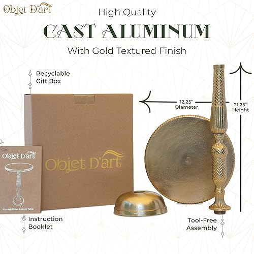 Miniatura 32 de OBJET D'ART ABEL, 21 pulgadas de altura, con acento metálico vintage, laterales, pedestal, coctail y bebidas para sala de estar y espacios pequeños