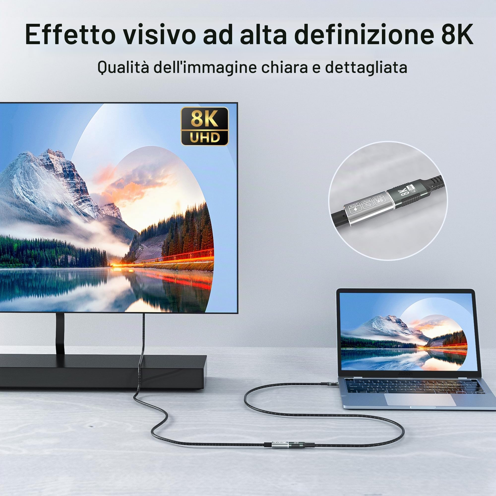 prolunga usbc lungo 3 m,extension usb5 40Gpbs compatibile con prolunga thunderbolt 5,8K@120Hz/4K@60Hz type c femmina maschio 240W Ricarica rapida per Thunderbolt 4/3,USB 4/3, SSD eGPU.